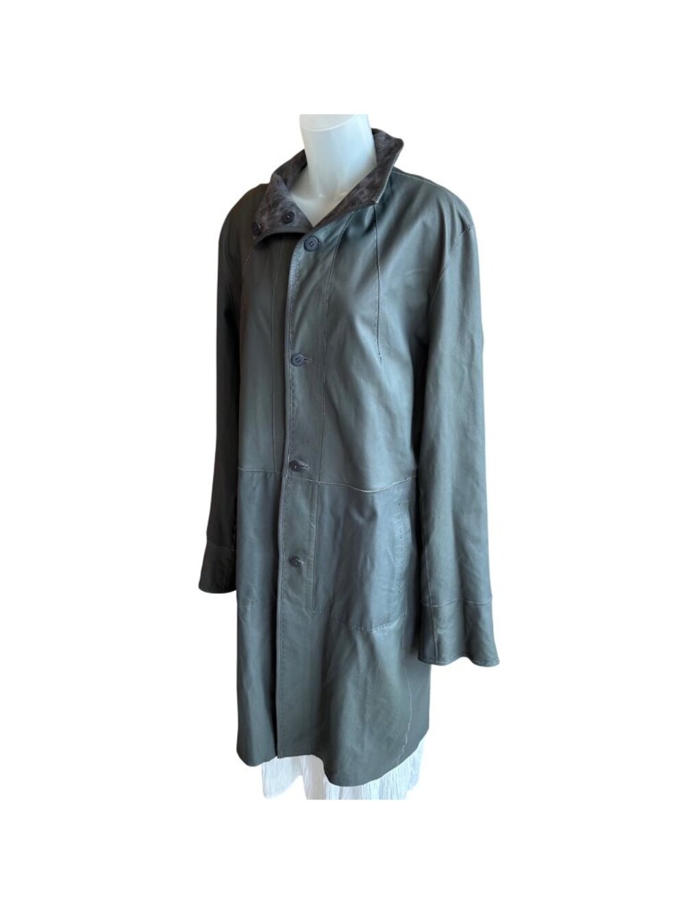 David 2 Franco Fonati Leather Suede Reversible Trench Coat Womens Size 52/XXL